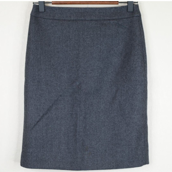J Crew Womens Straight Skirt Wool Size P0 Gray Back Preppy Classic Capsule‎ Work - Picture 1 of 11